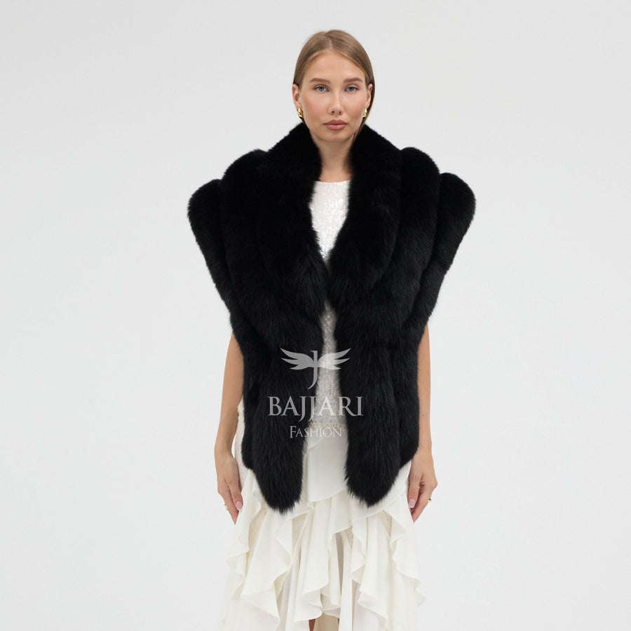 Bolero Black Fox Fur Shawl