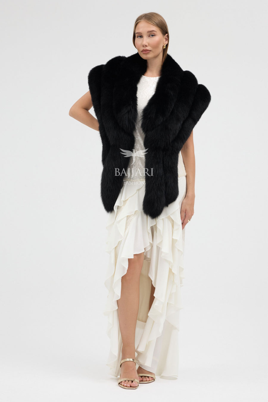 Bolero Black Fox Fur Shawl