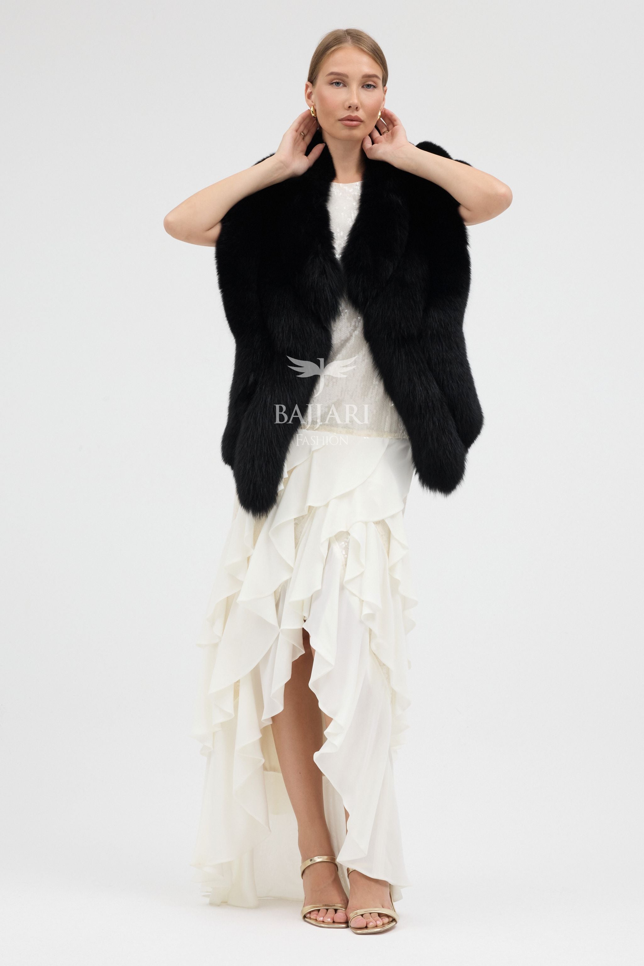 Bolero Black Fox Fur Shawl