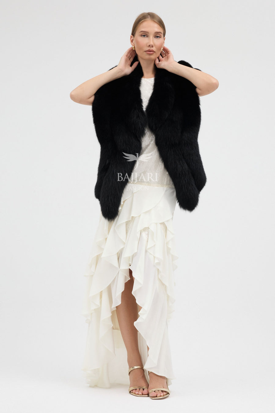 Bolero Black Fox Fur Shawl