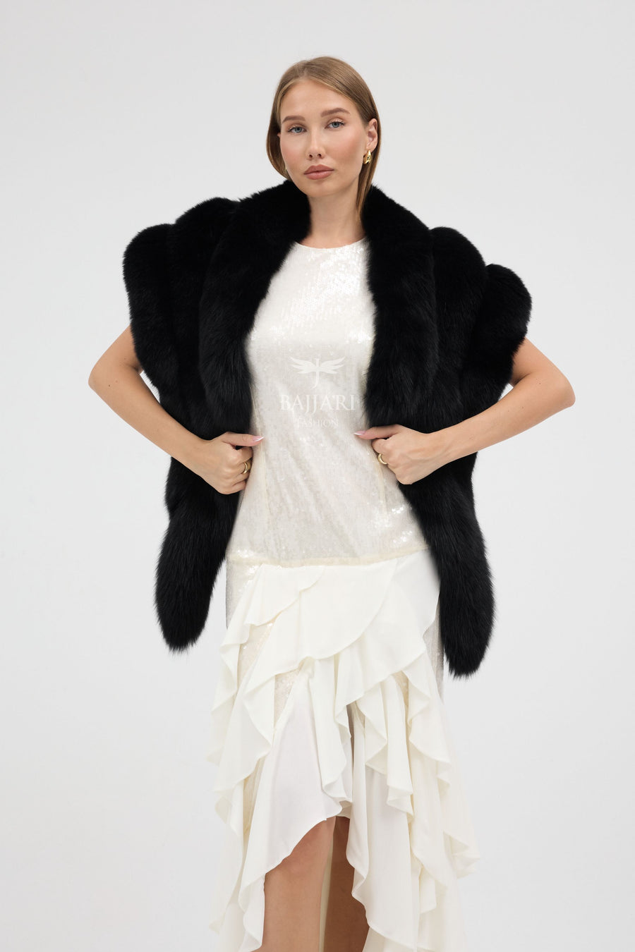 Bolero Black Fox Fur Shawl