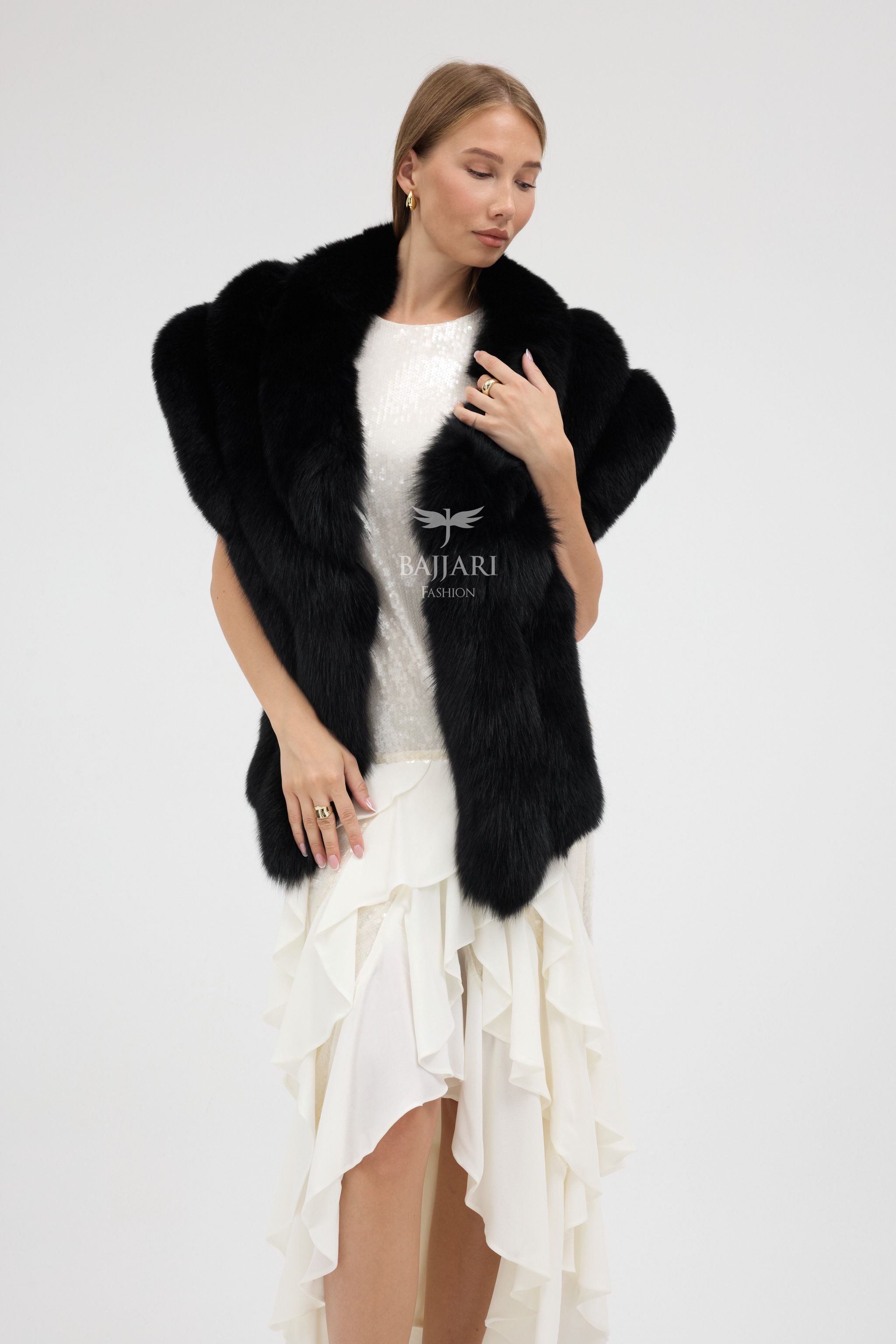 Bolero Black Fox Fur Shawl