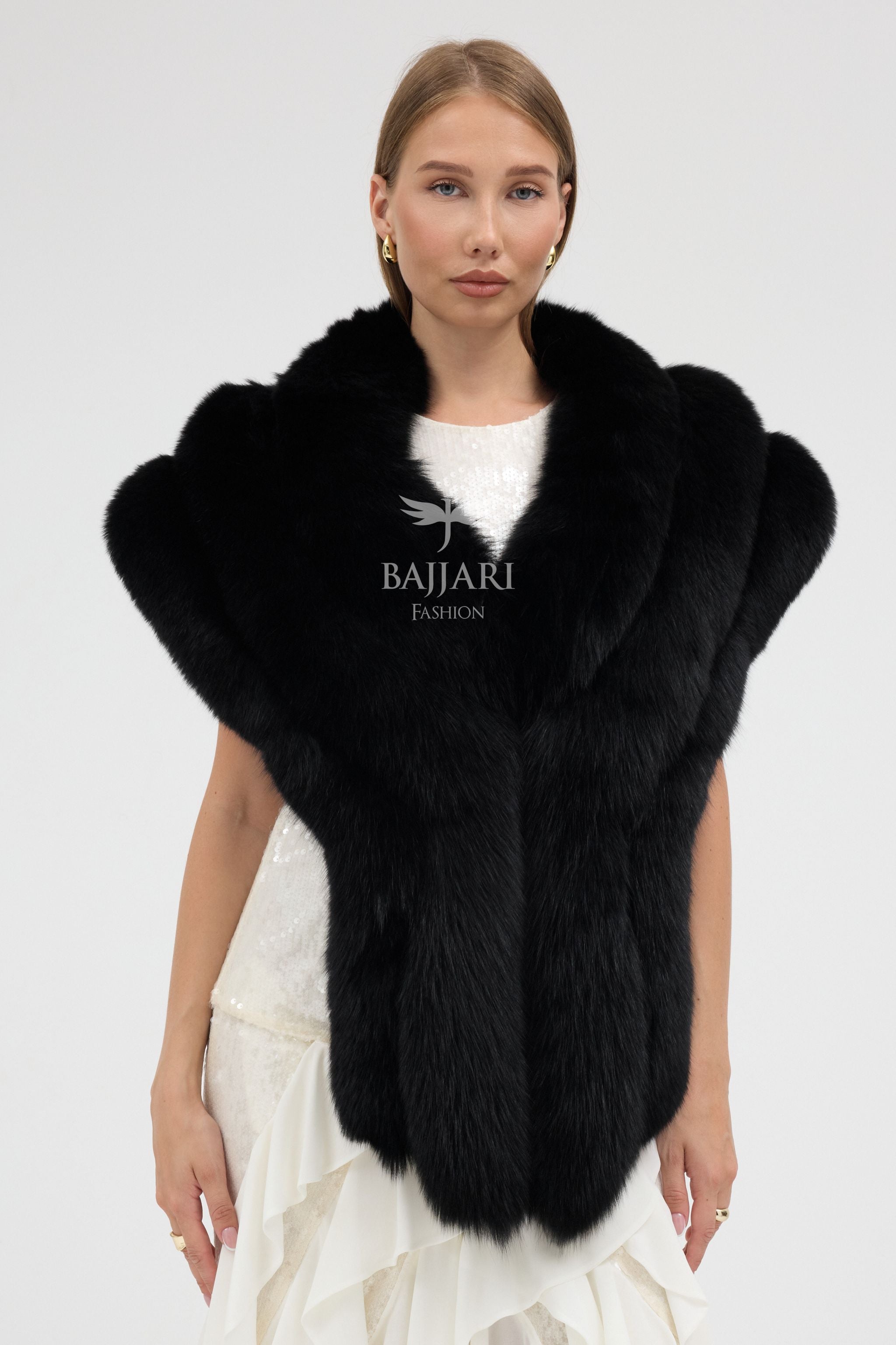 Bolero Black Fox Fur Shawl