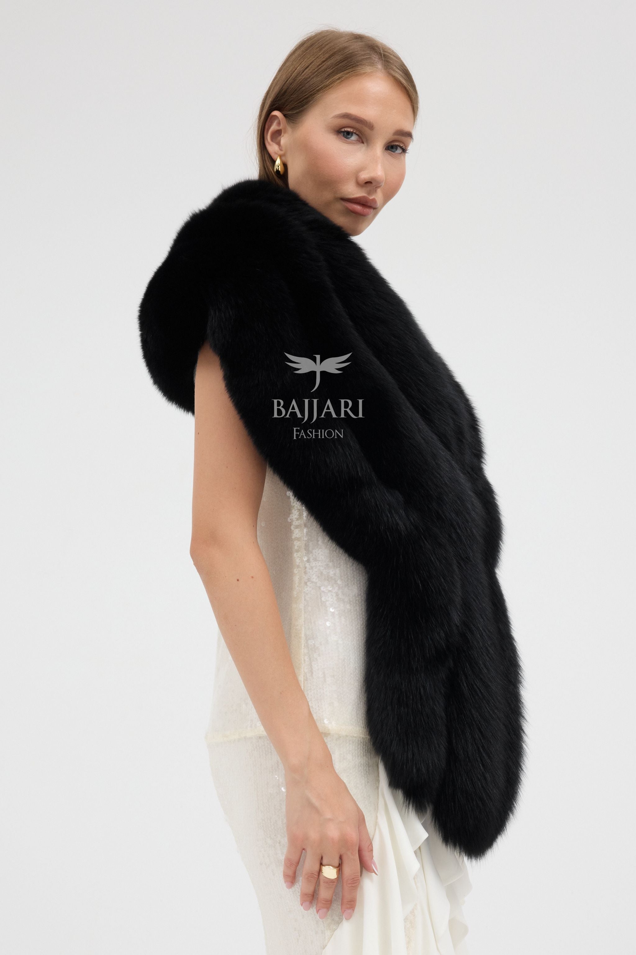 Bolero Black Fox Fur Shawl