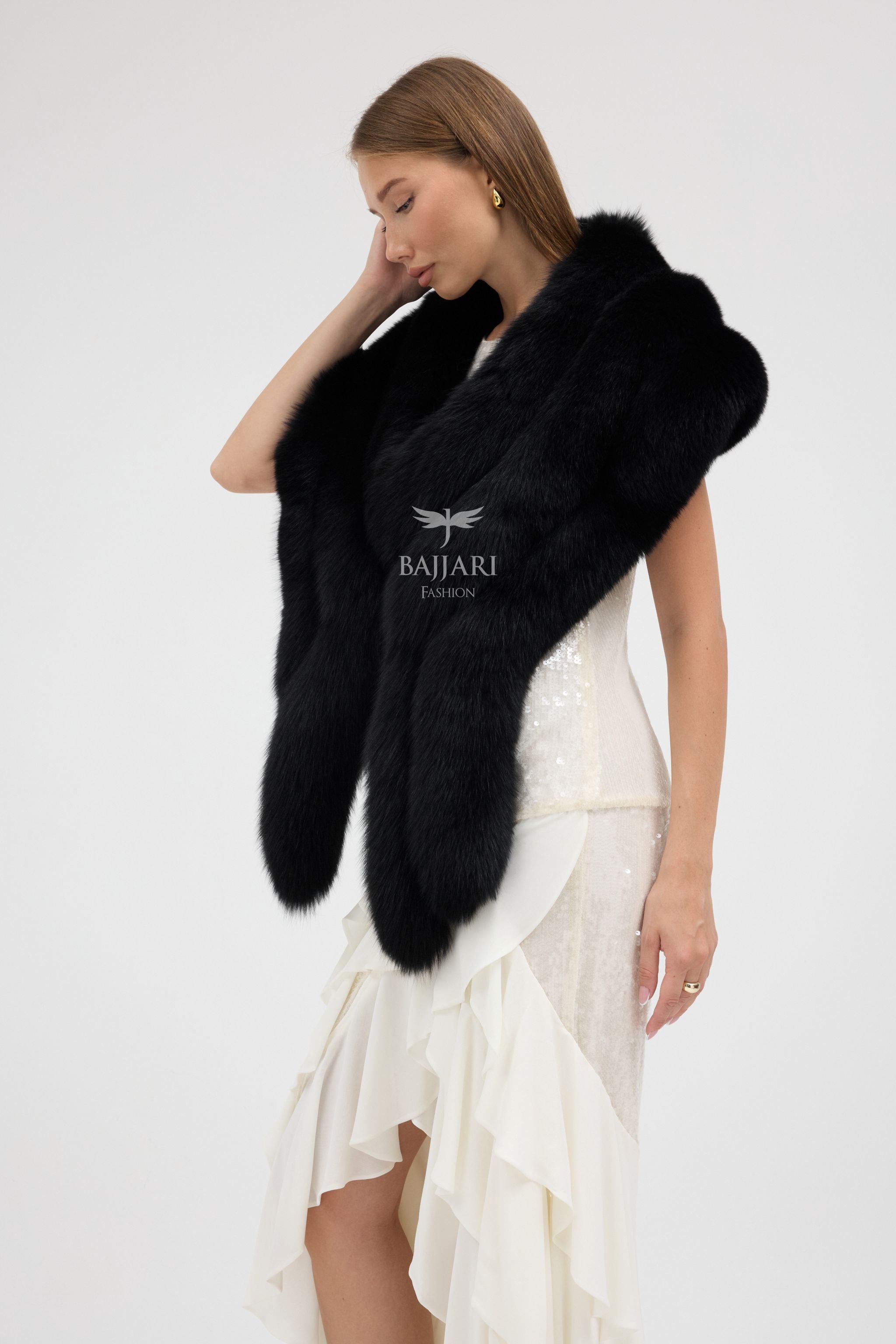 Bolero Black Fox Fur Shawl