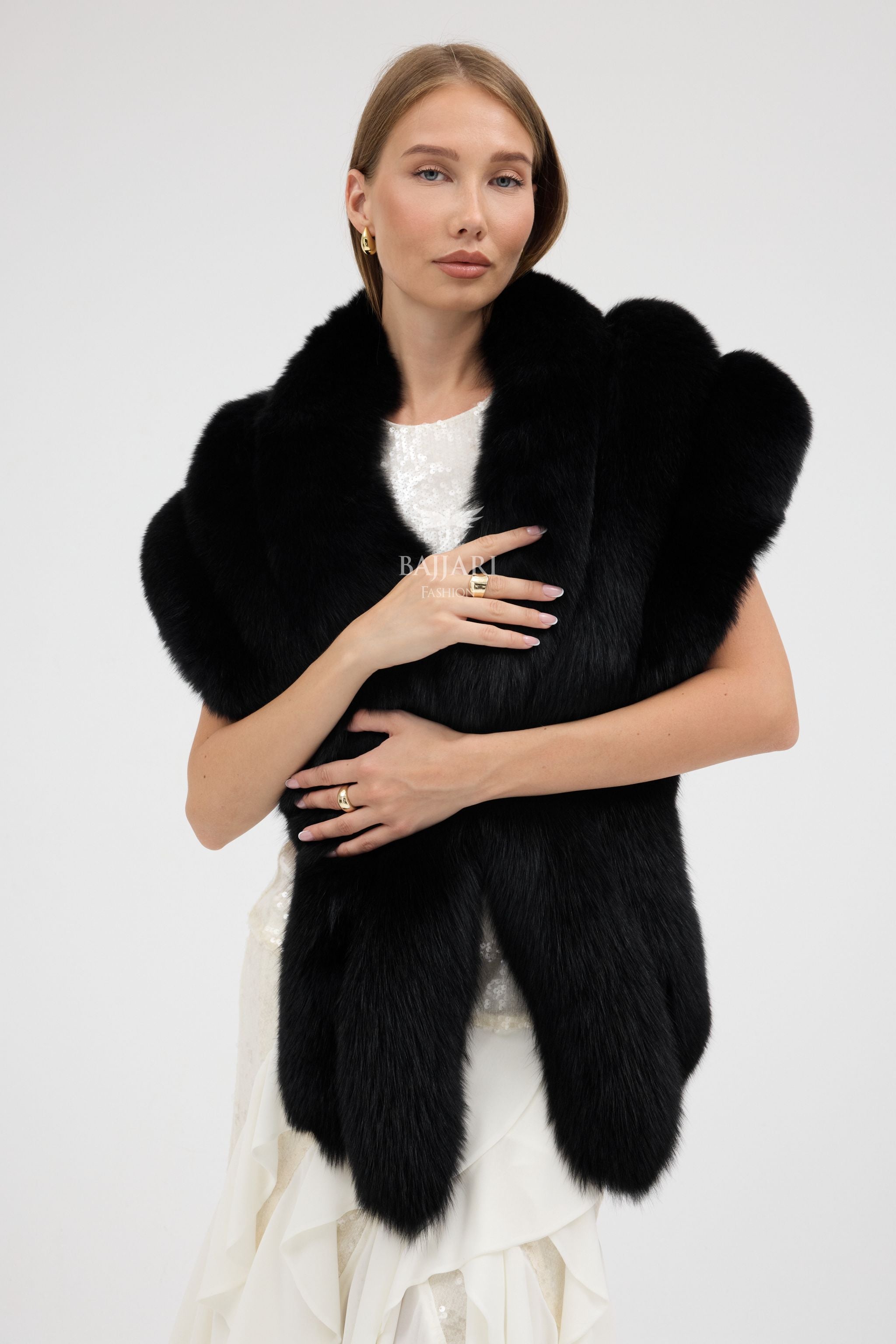 Bolero Black Fox Fur Shawl