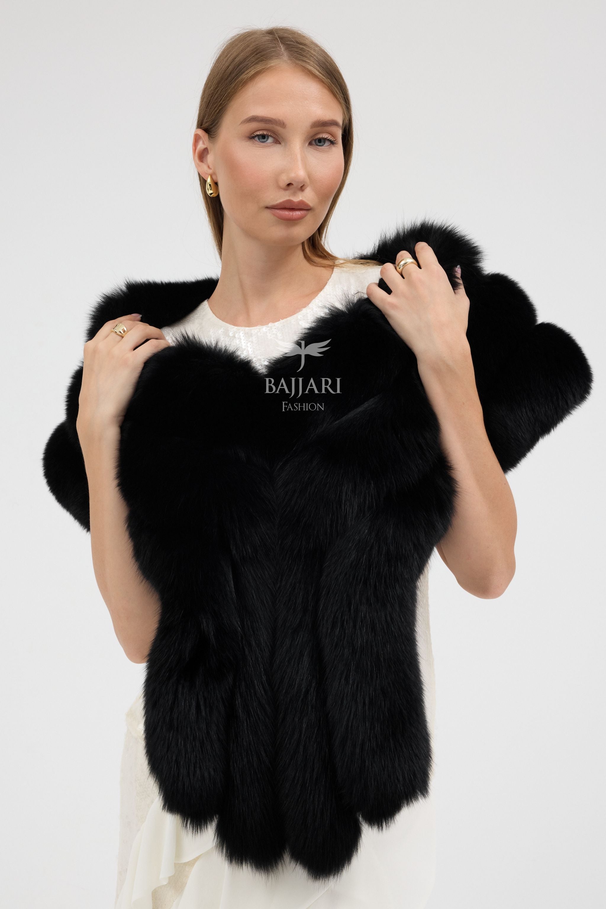 Bolero Black Fox Fur Shawl