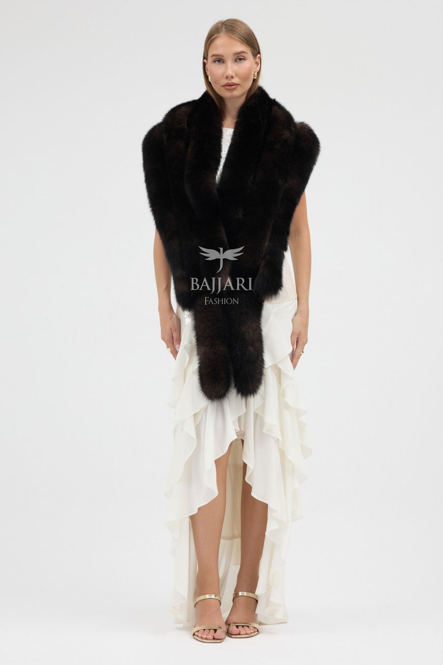 Brown Tail Fox Fur Shawl