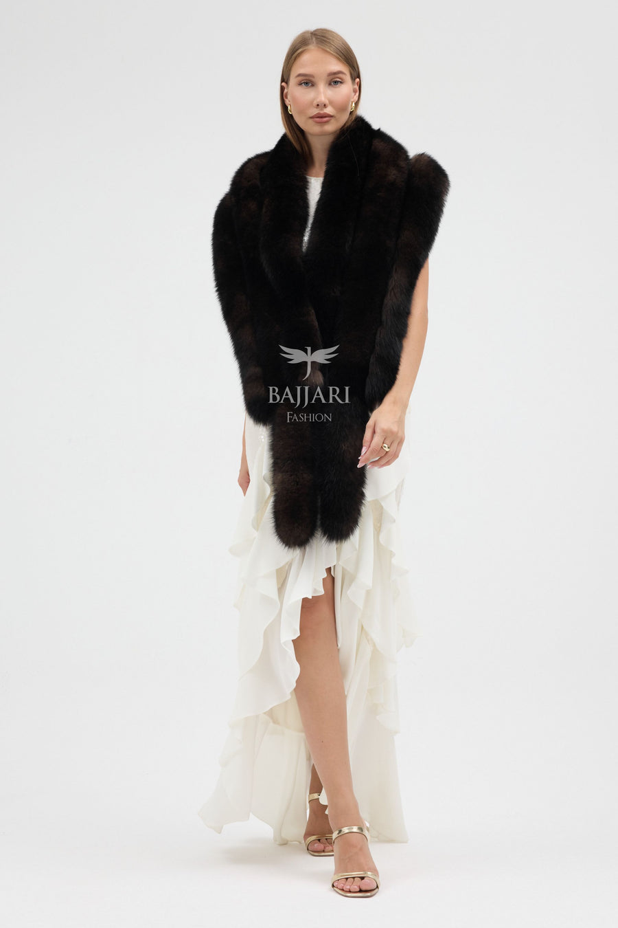 Brown Tail Fox Fur Shawl