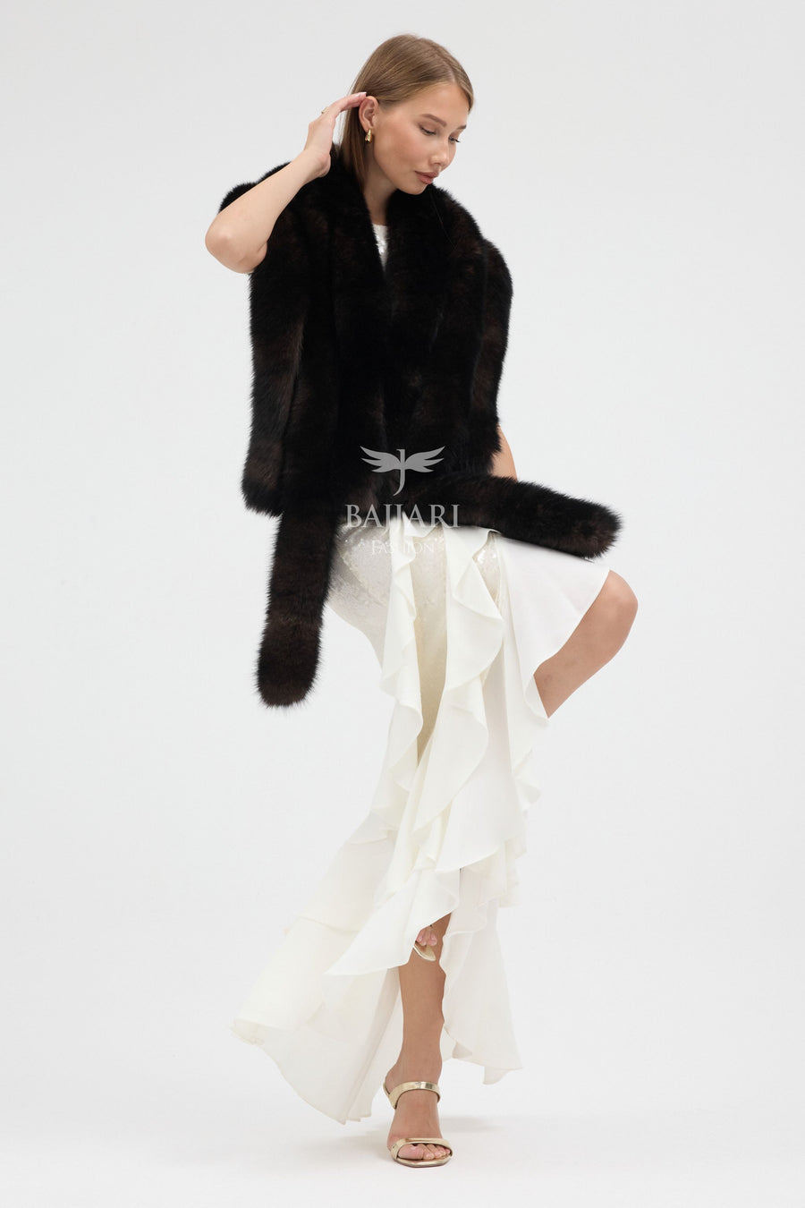 Brown Tail Fox Fur Shawl