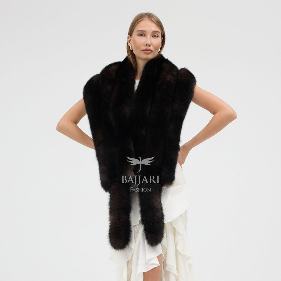 Brown Tail Fox Fur Shawl