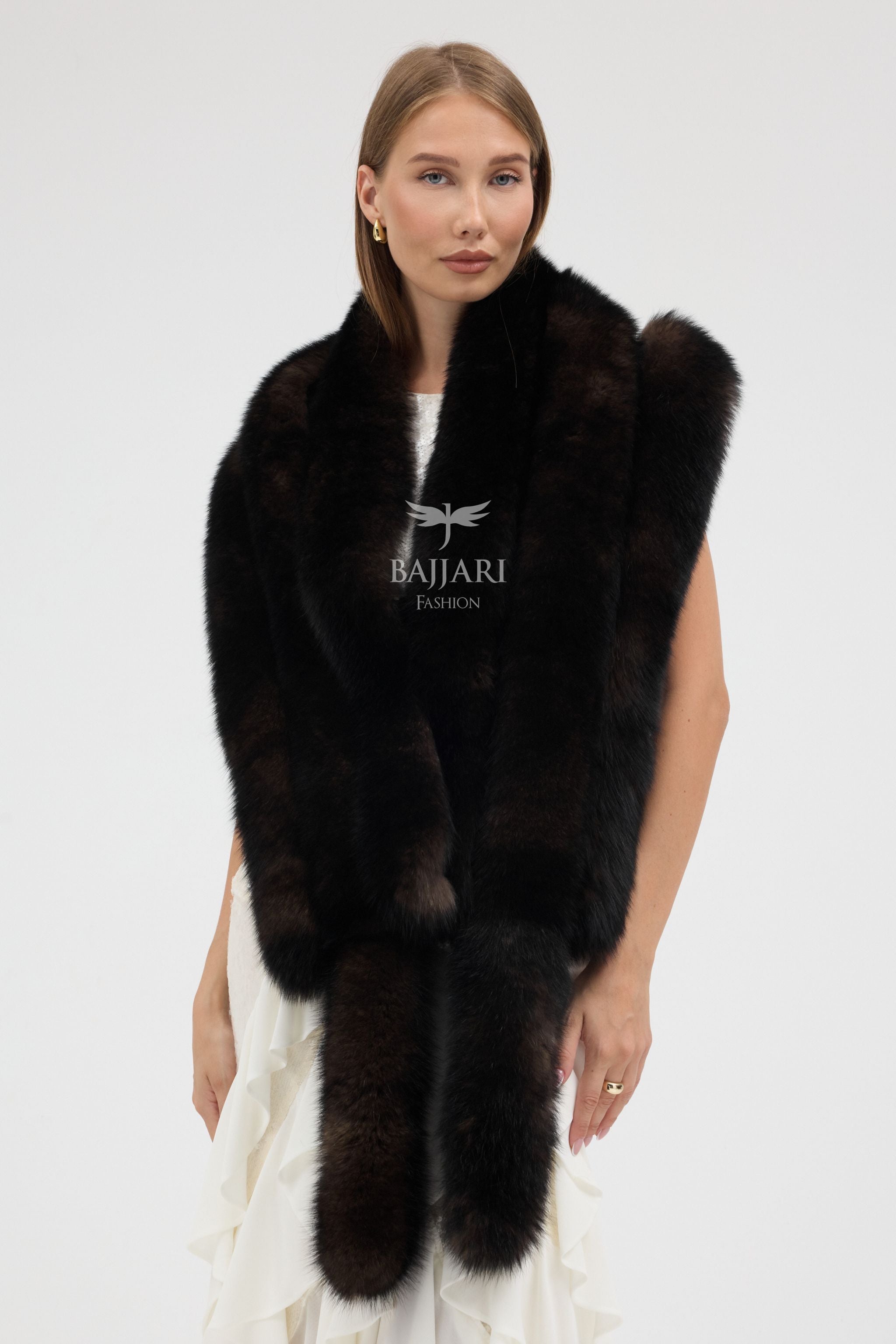 Brown Tail Fox Fur Shawl