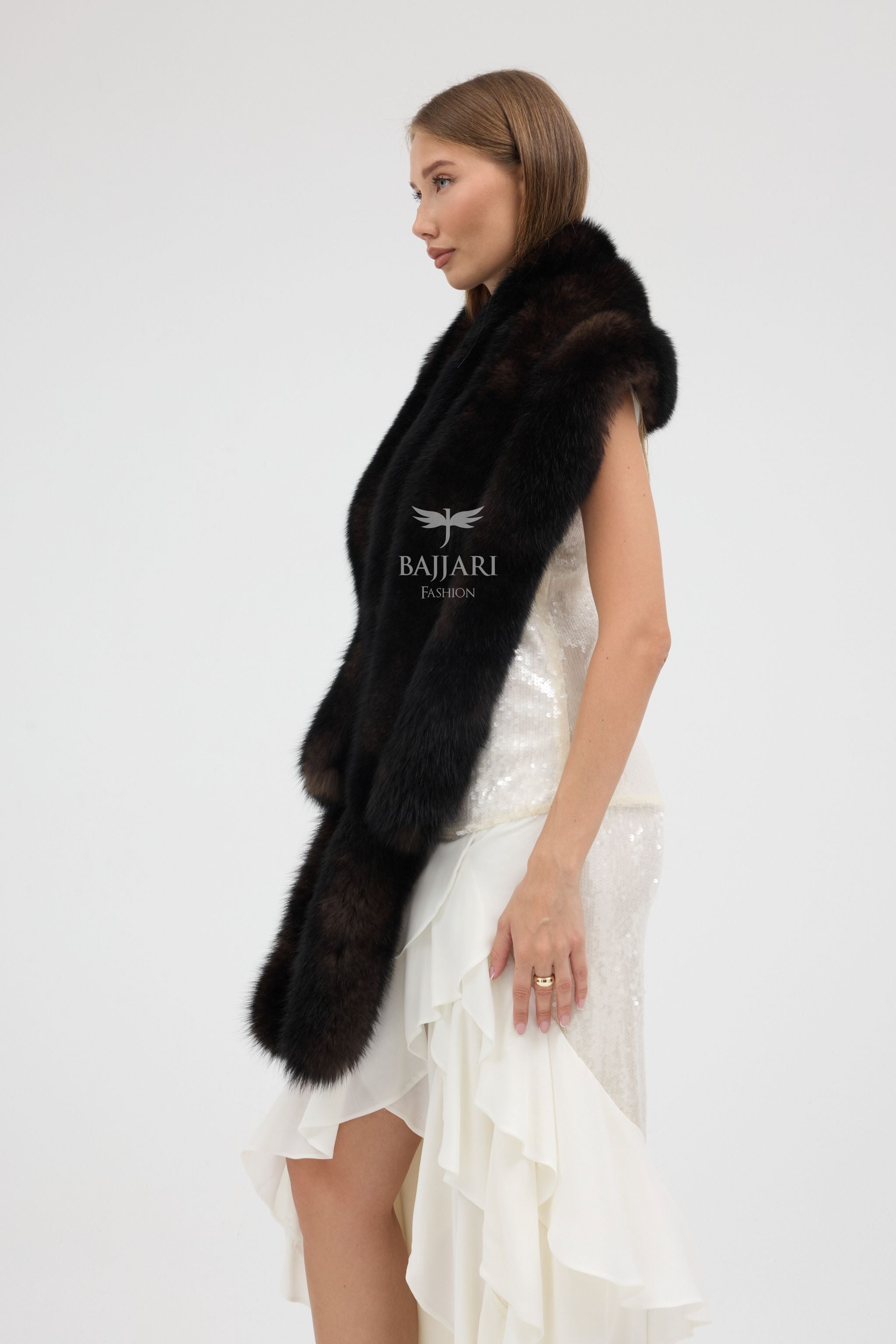 Brown Tail Fox Fur Shawl