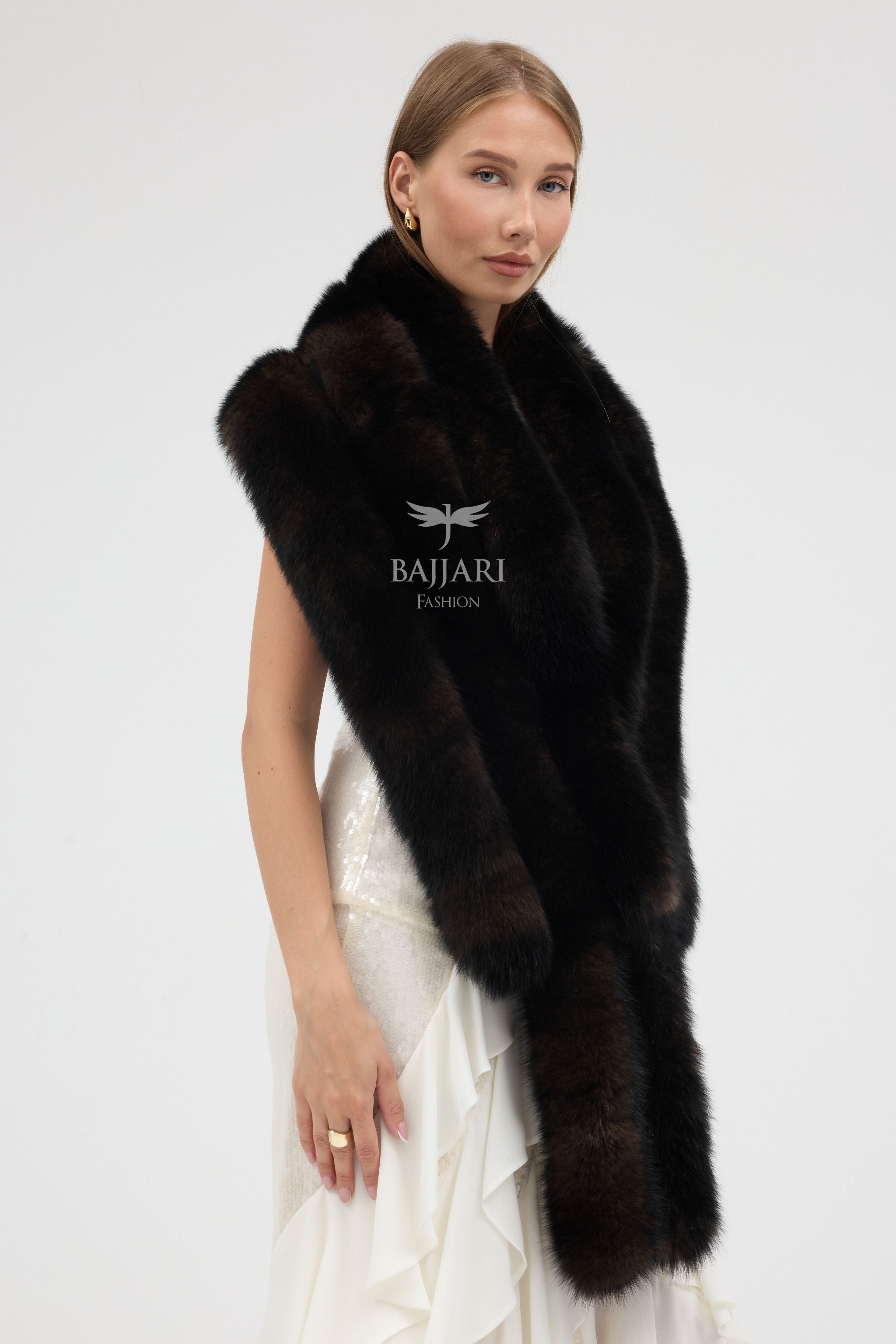 Brown Tail Fox Fur Shawl