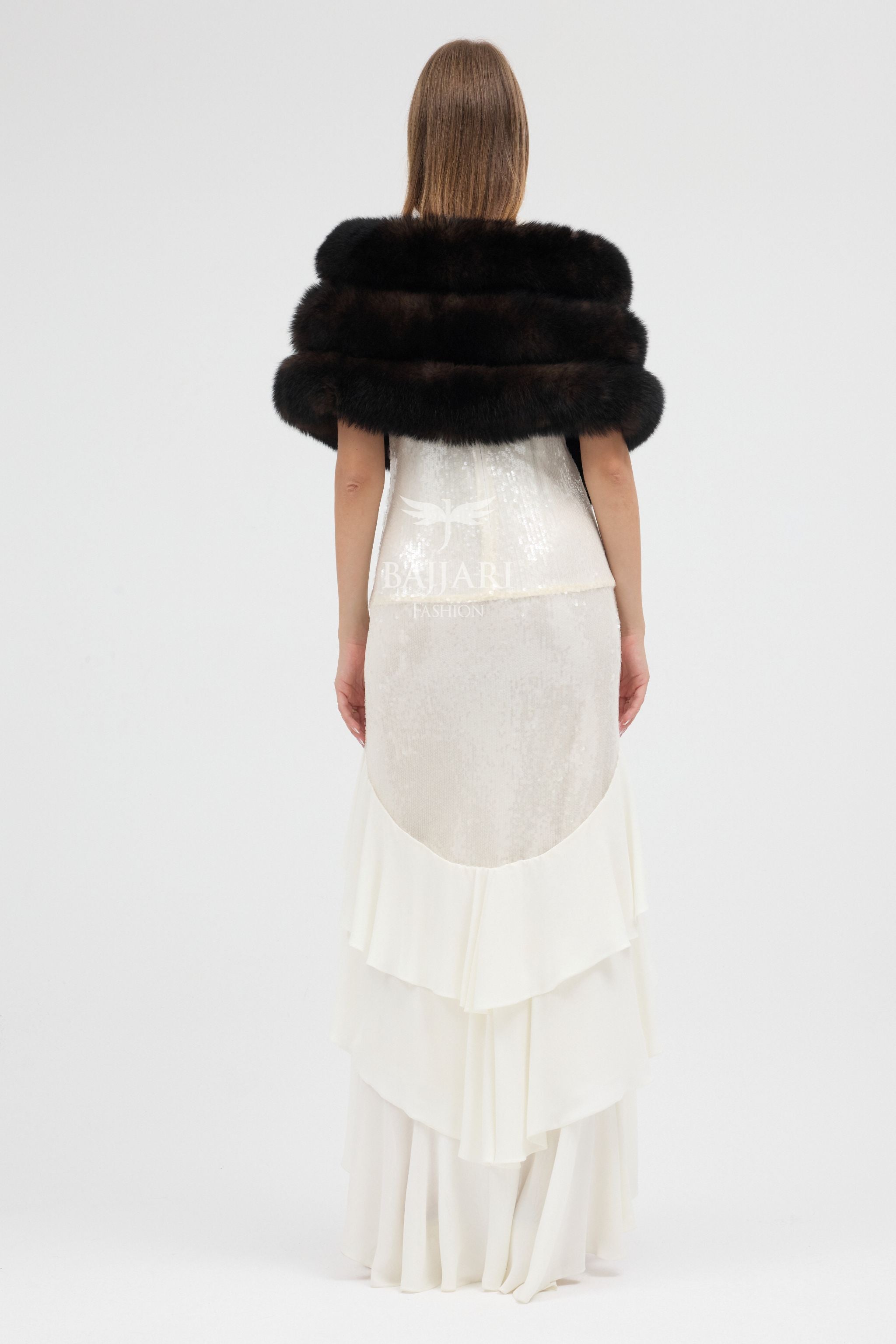 Brown Tail Fox Fur Shawl