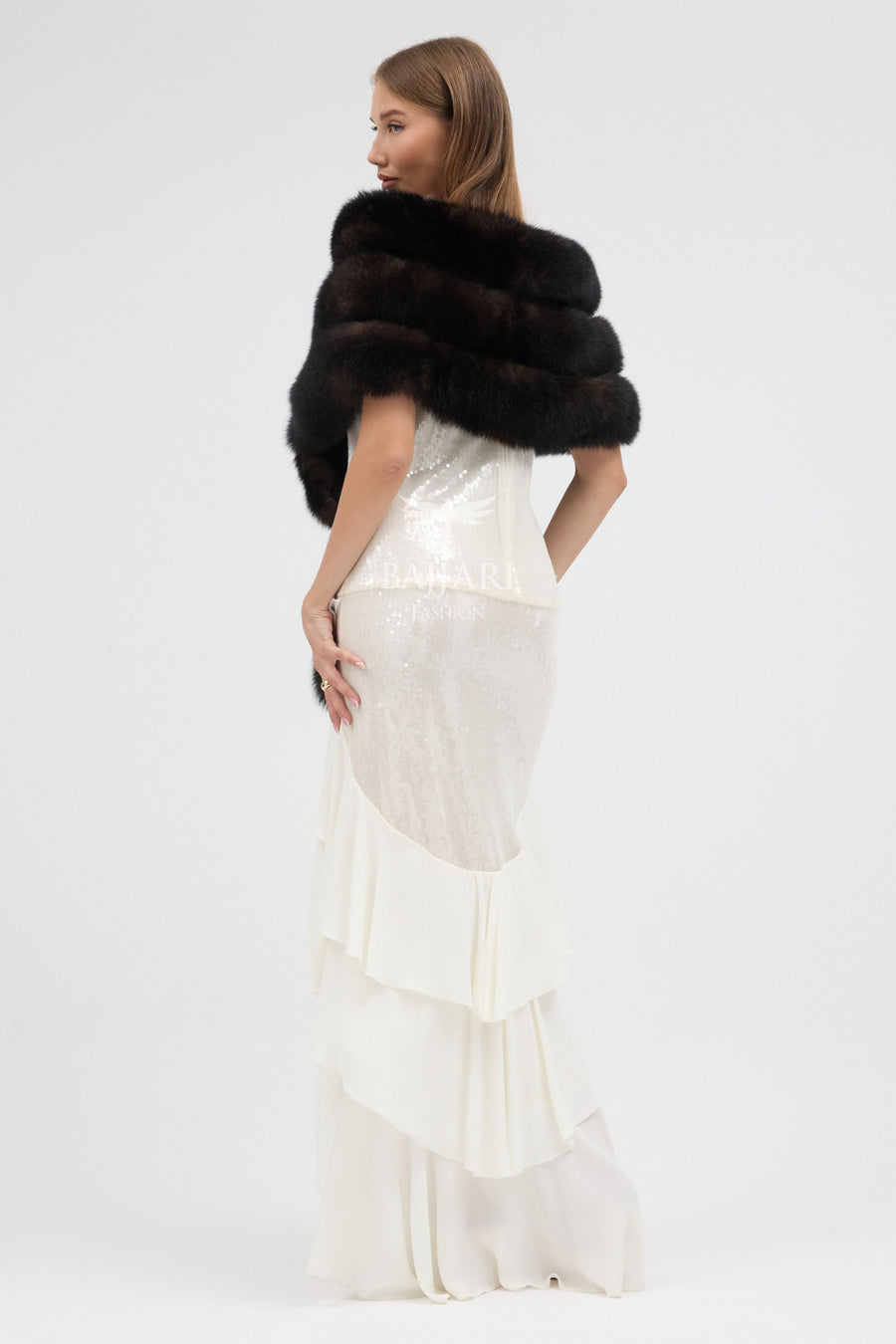 Brown Tail Fox Fur Shawl