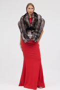 Natural Black Silver Fox Fur Shawl