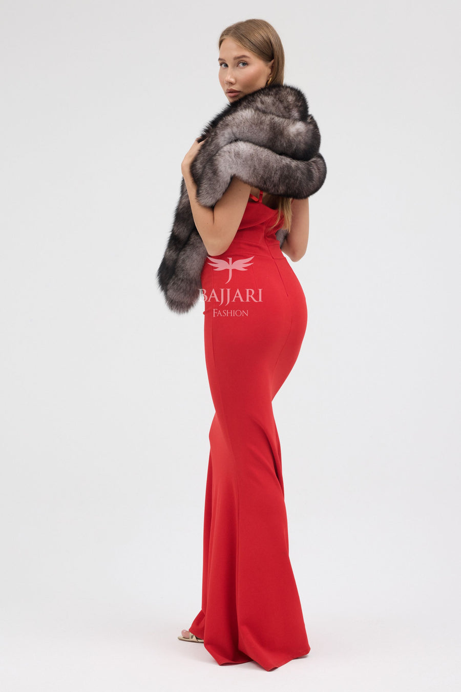 Natural Black Silver Fox Fur Shawl