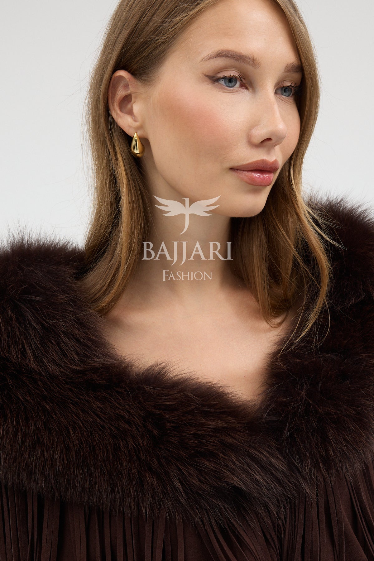Cashmere Real Fox Fur Embellished Tassel Cape Shawl