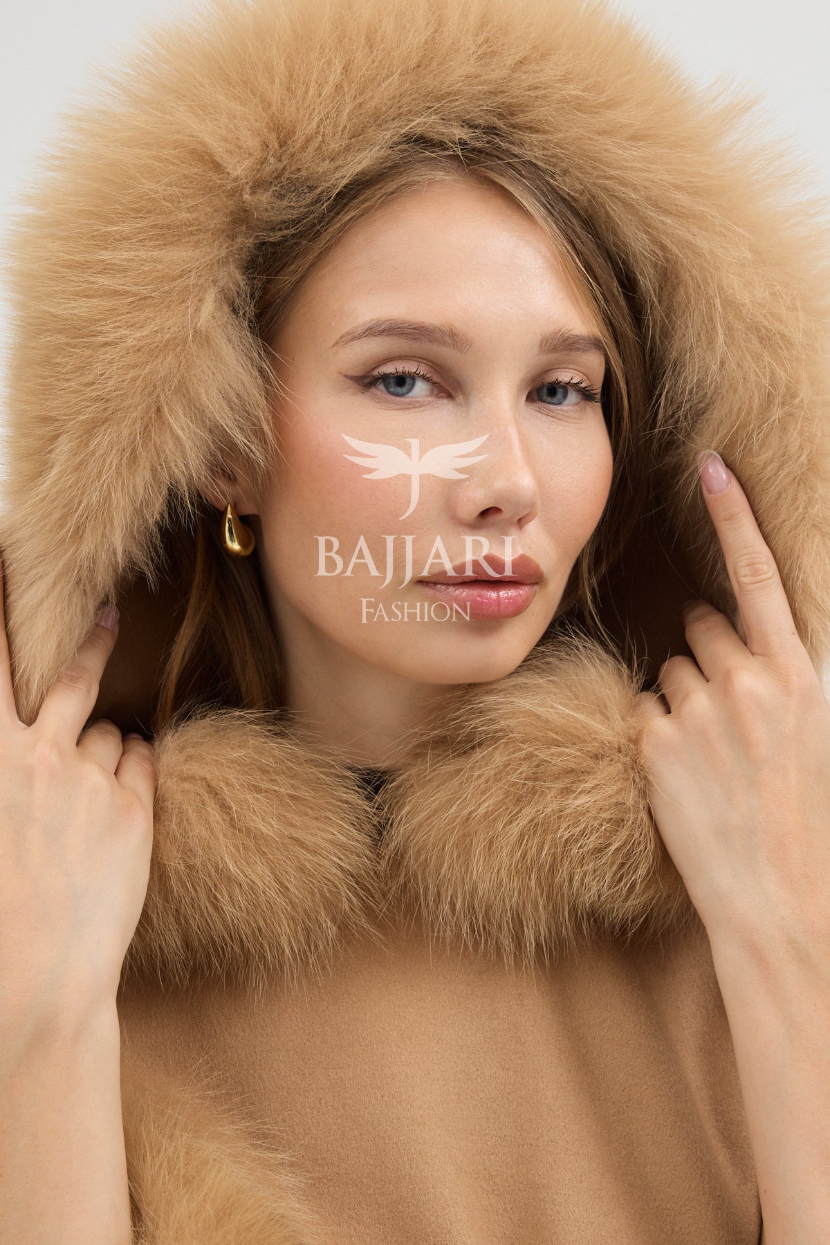 Hooded Cashmere Real Fox Fur Embroidered Tassel Cape Shawl