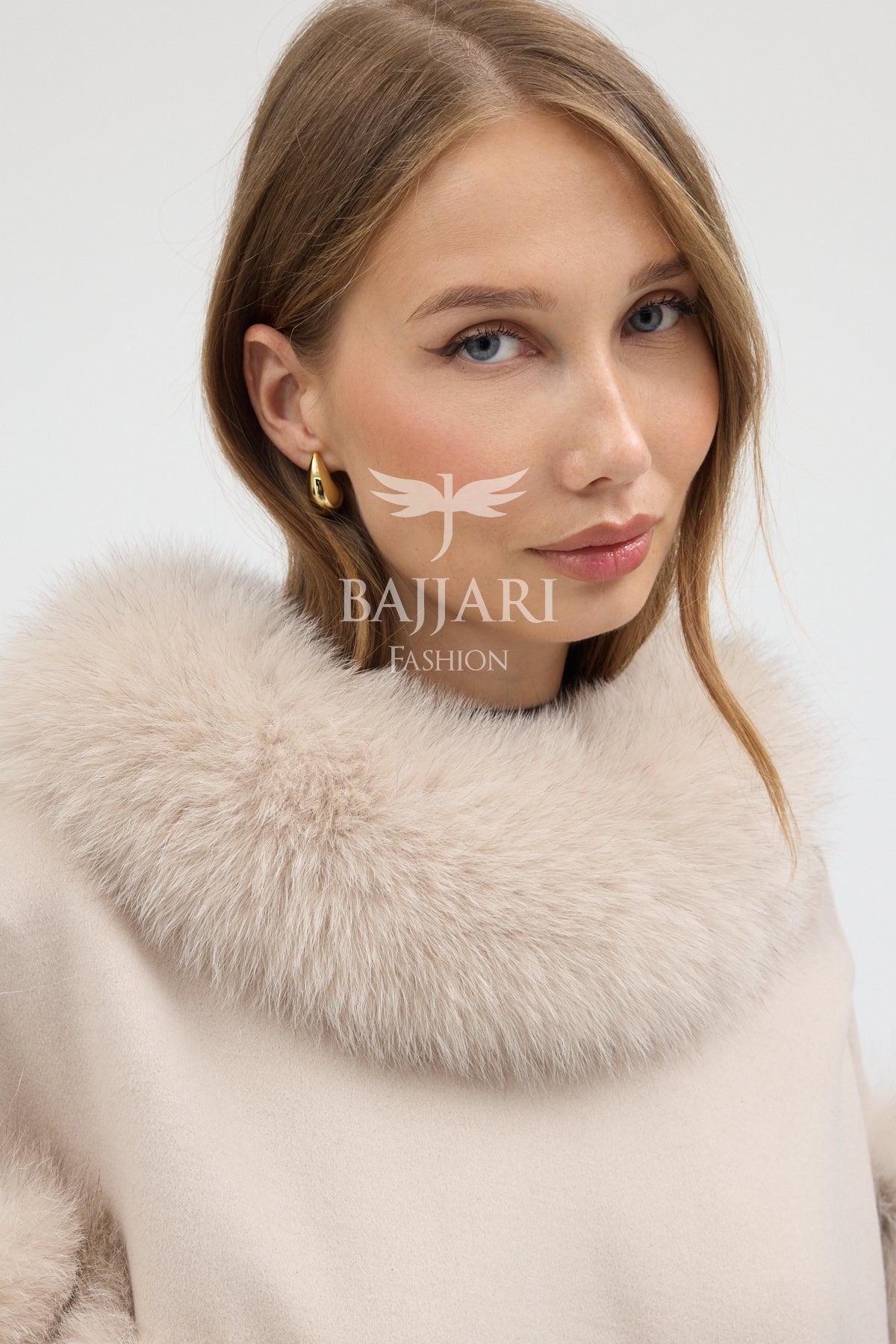 Cashmere Real Fox Fur Embroidered Tassel Cape Shawl