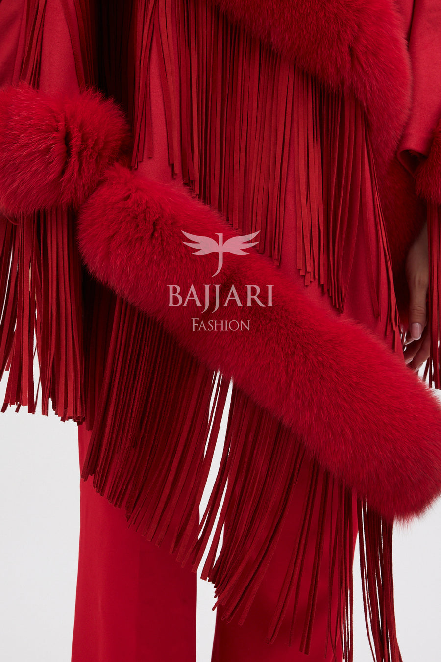 Hooded Cashmere Real Fox Fur Embroidered Tassel Cape Shawl