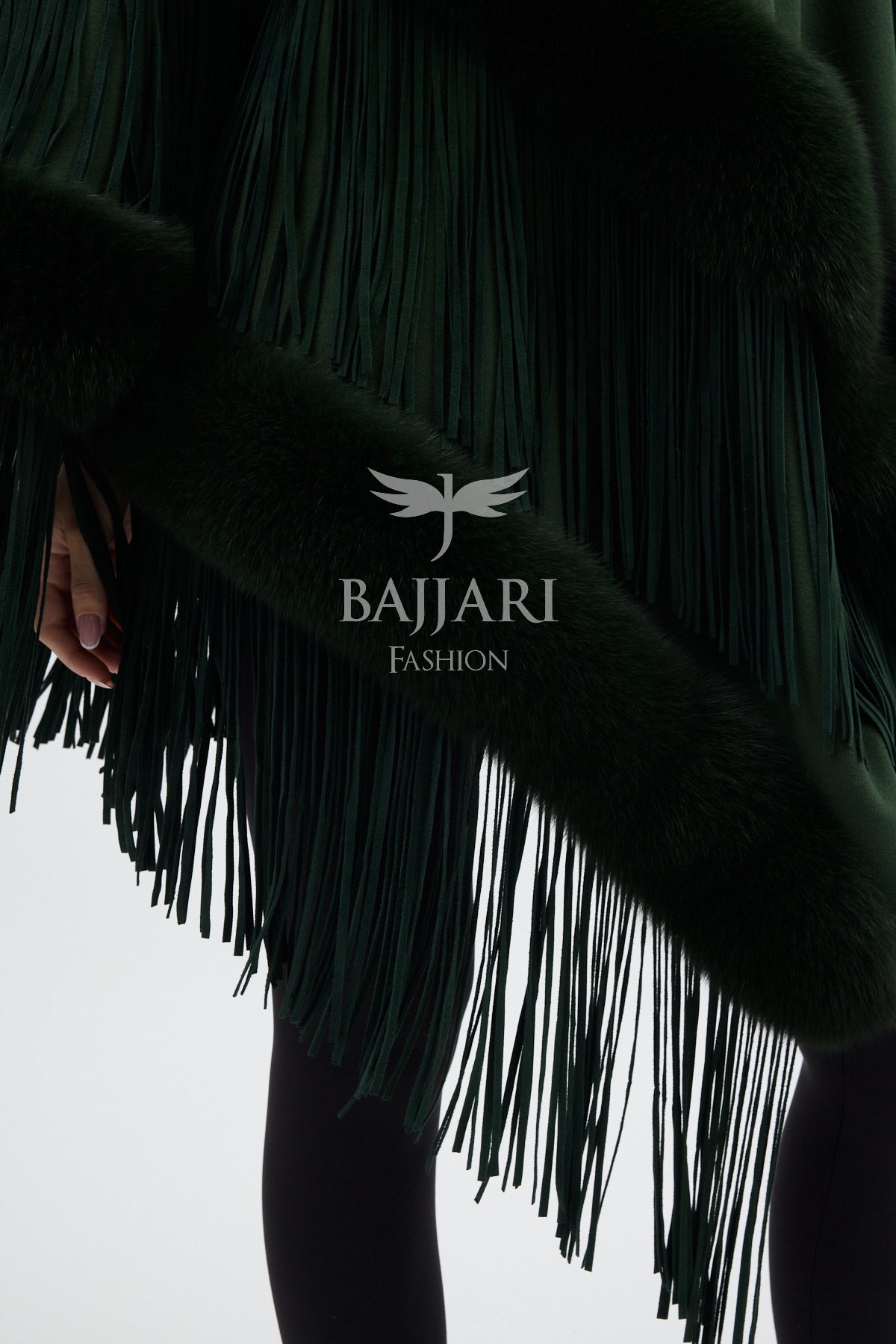 Hooded Cashmere Real Fox Fur Embroidered Tassel Cape Shawl