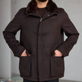 Men's Cashmere Jacket with Removable Lining and Collar, Featuring Rabbit Rex Fur Detail