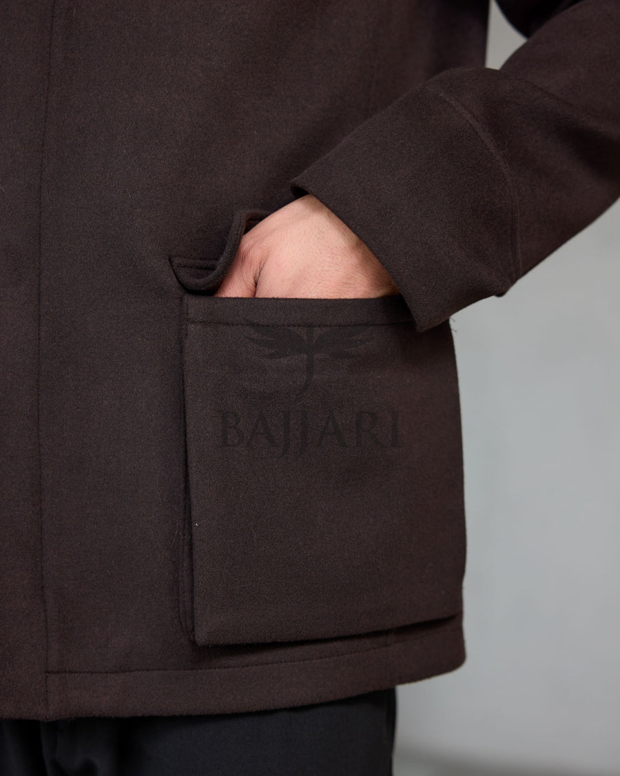 Men's Cashmere Jacket with Removable Lining and Collar, Featuring Rabbit Rex Fur Detail