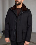 Men's Cashmere Jacket with Removable Lining and Collar, Featuring Rabbit Rex Fur Detail