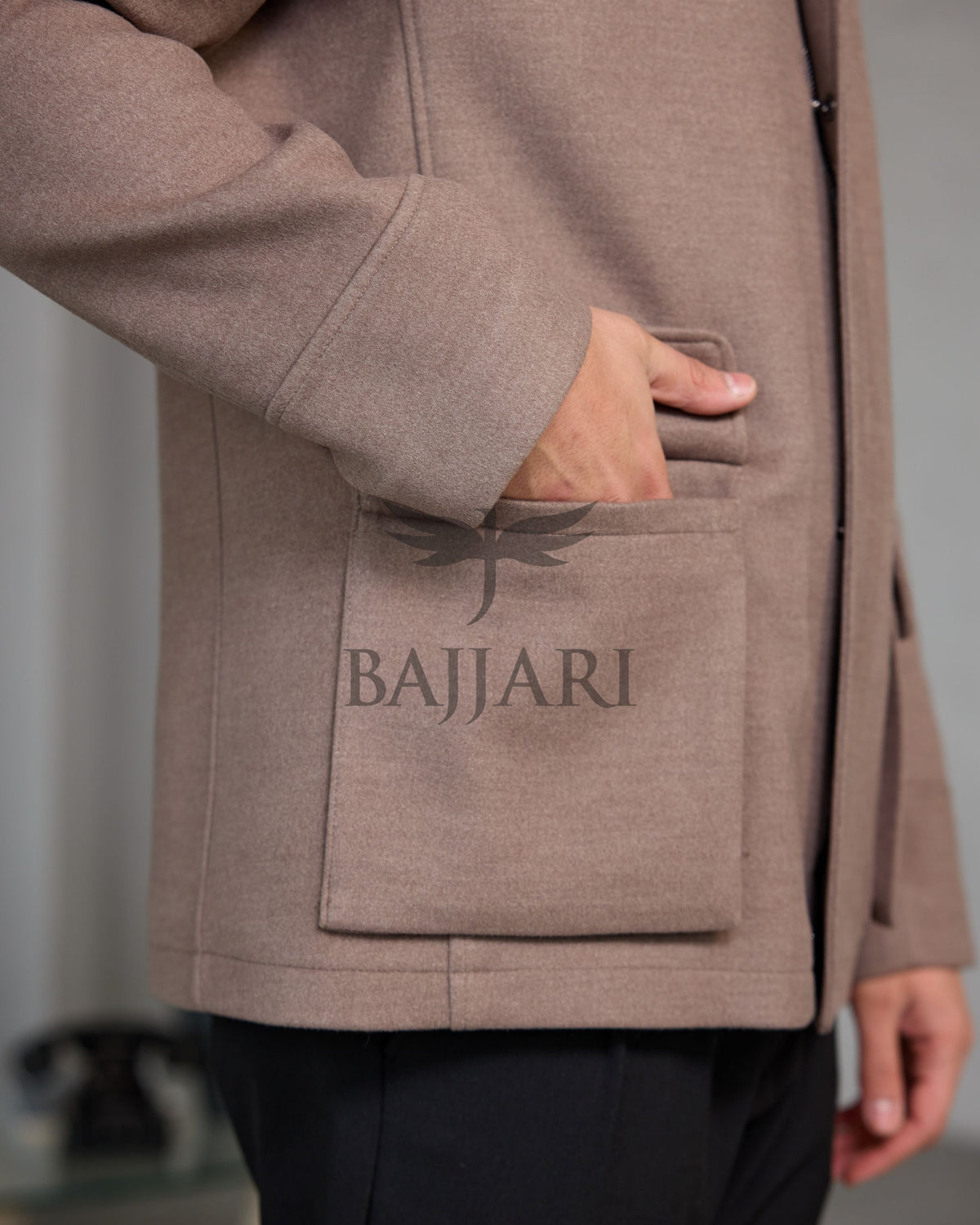 Men's Cashmere Jacket with Removable Lining and Collar, Featuring Rabbit Rex Fur Detail