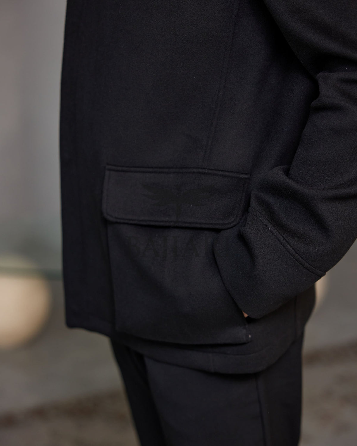 Men's Cashmere Jacket with Removable Lining and Collar, Featuring Rabbit Rex Fur Detail