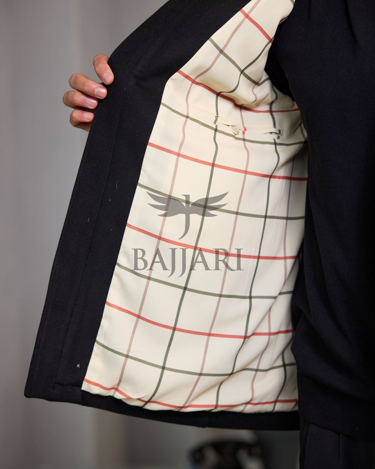 Men's Cashmere Jacket with Removable Lining and Collar, Featuring Rabbit Rex Fur Detail
