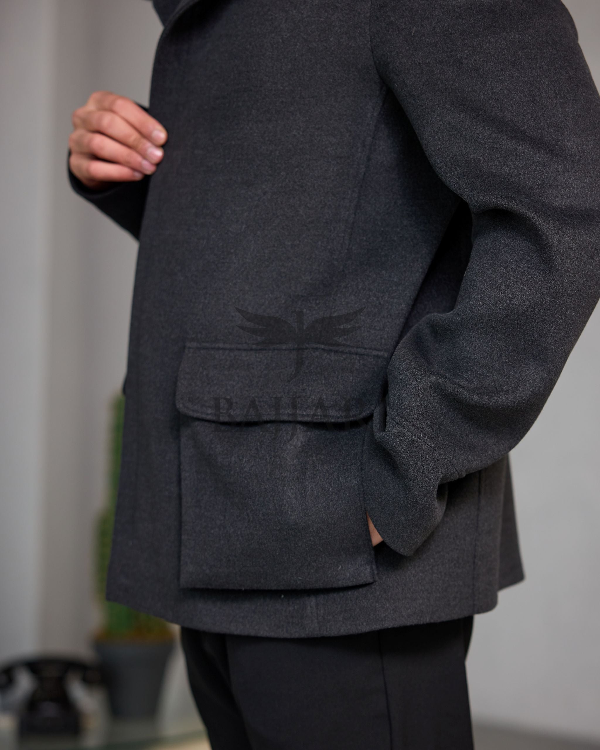 Removable Collar Rabbit Rex Fur Trimmed Cashmere Men’s Jacket