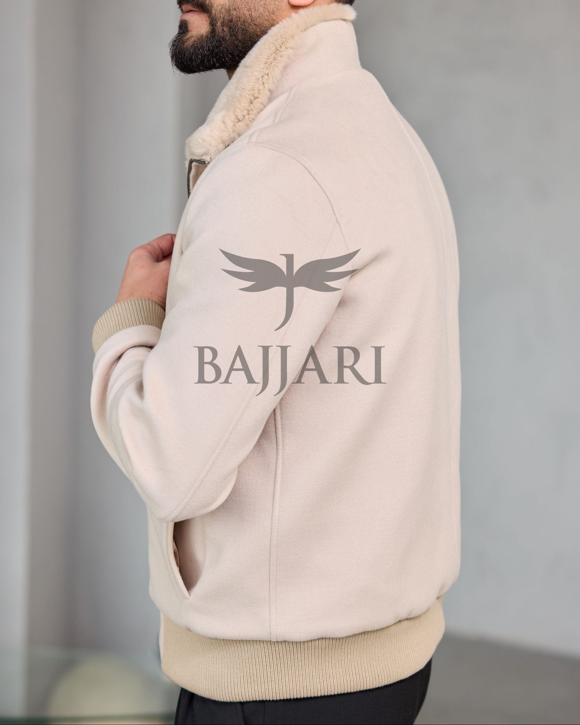 Cashmere-Touch Winter Jacket with Genuine Rex Fur Lining