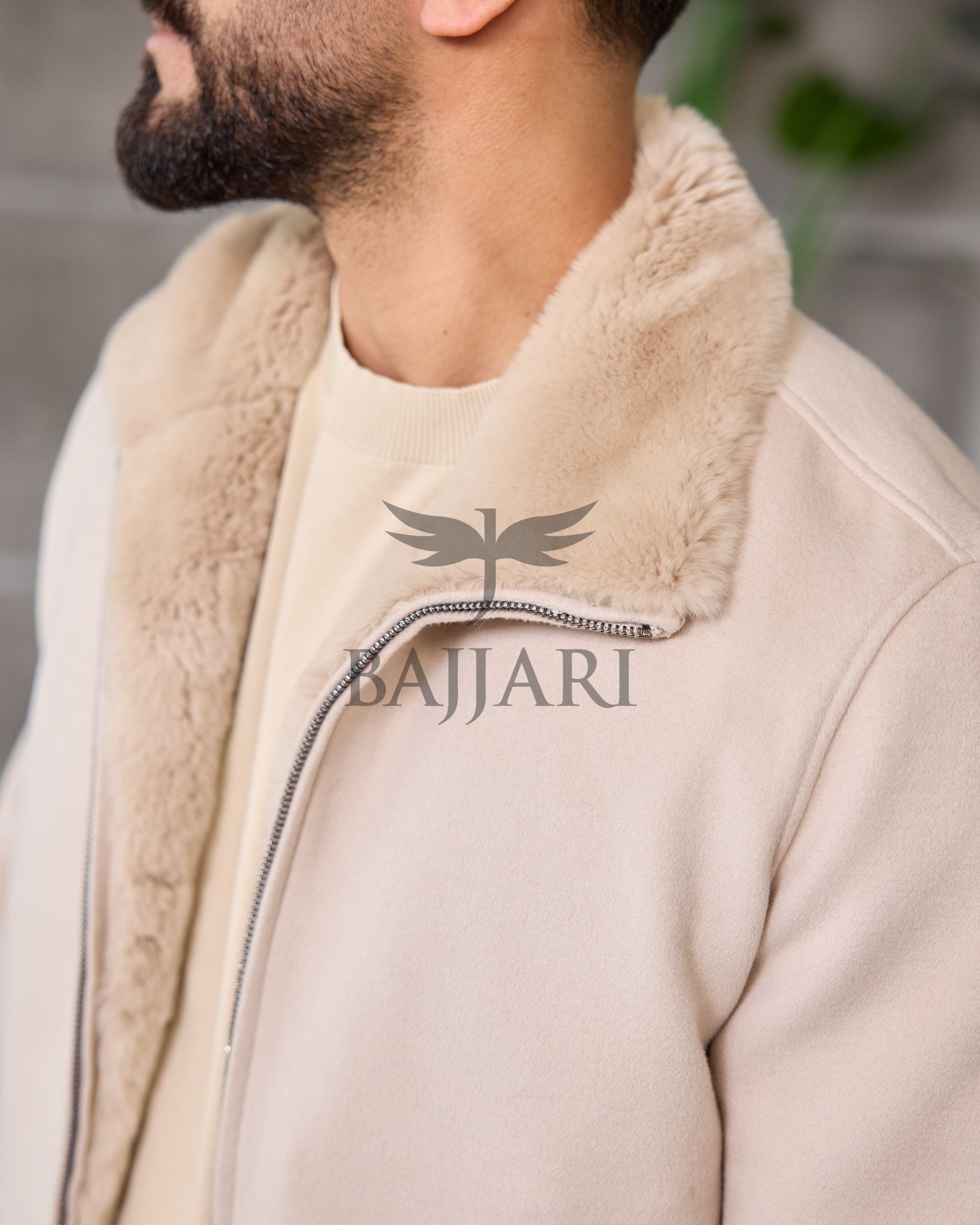 Cashmere-Touch Winter Jacket with Genuine Rex Fur Lining