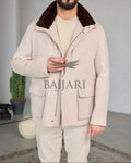 Removable Collar Rabbit Rex Fur Trimmed Cashmere Men’s Jacket
