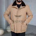 Removable Collar Rabbit Rex Fur Trimmed Cashmere Men’s Jacket