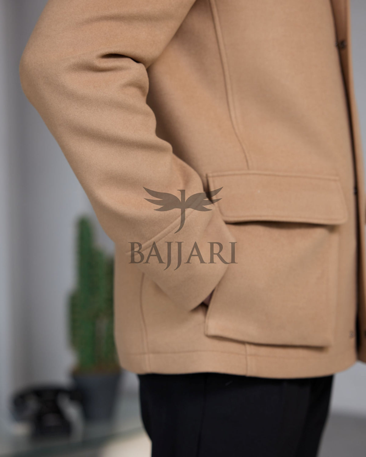 Removable Collar Rabbit Rex Fur Trimmed Cashmere Men’s Jacket