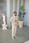 Men's Jacket with Double Pockets and Knitted Collar