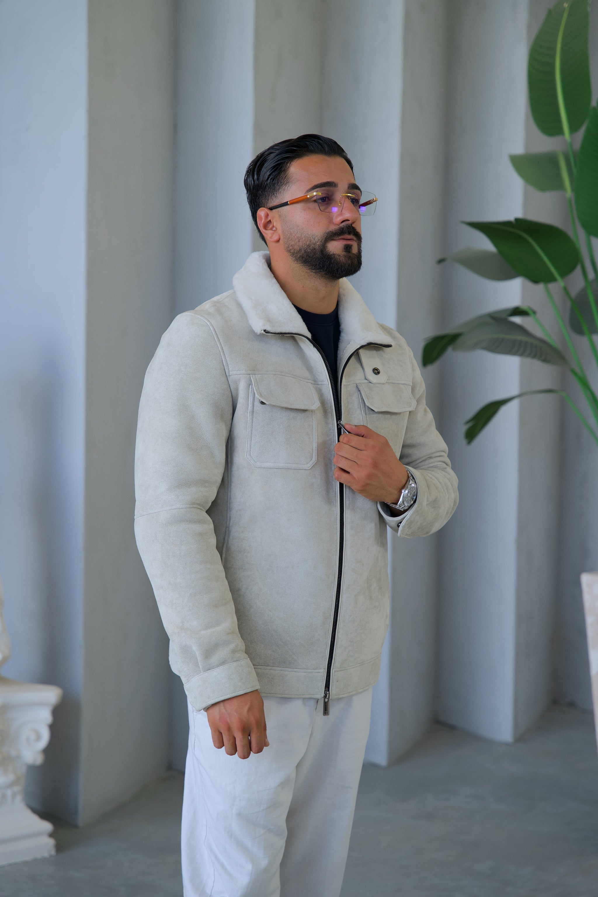 Sheepskin and Fur Men's Jacket