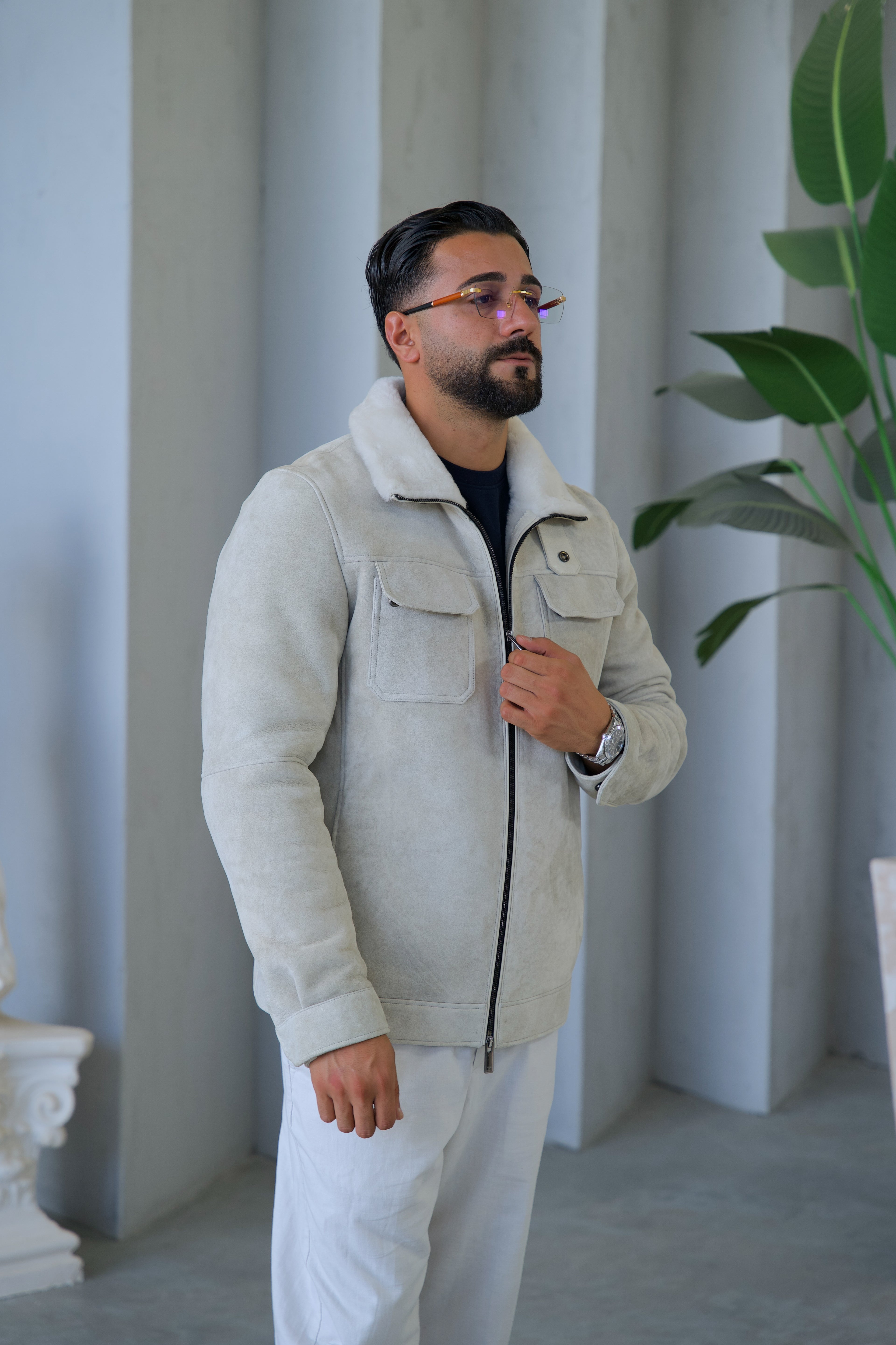 Sheepskin and Fur Men's Jacket