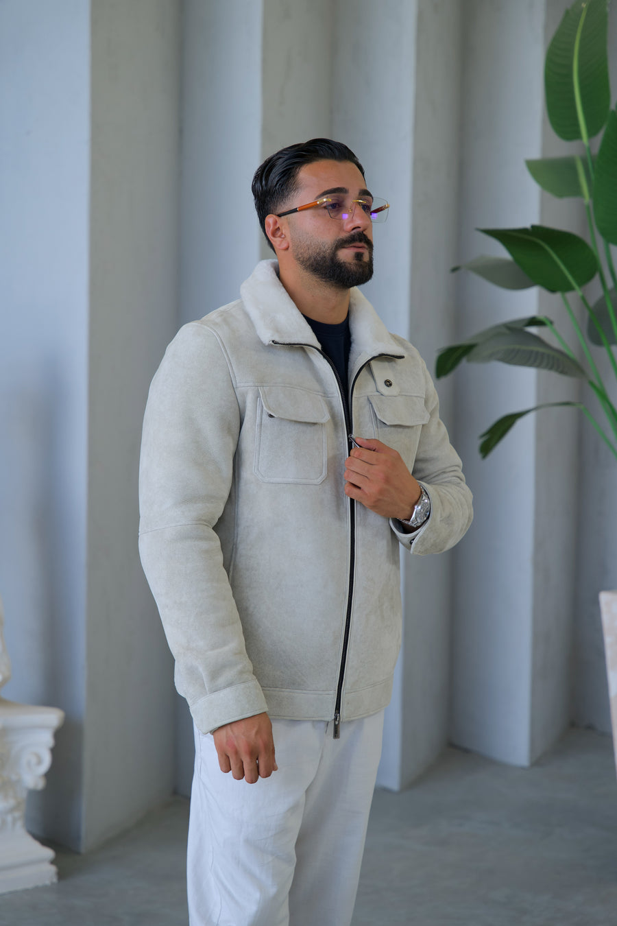 Sheepskin and Fur Men's Jacket