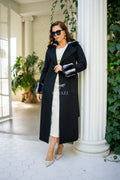 Zibellino Alpaca Fabric | Rabbit Rex Fur Collar and Sleeves &amp; Cuff Detail | Slit Skirt Cut -1090 Zibellino Rex-