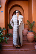 Elegant Alpaca Fox-Embroidered Jacket | Real Fox Fur Collar and Front Detail -9418