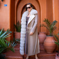 Elegant Alpaca Fox-Embroidered Jacket | Real Fox Fur Collar and Front Detail -9418