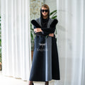 Women's Alpaca Wool Fabric Coat with Soft Fox Fur Trim on the Collar & Special Embroidery on Back Detail -9022-