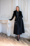 Elegant Women’s Coat with Alpaca Wool Fabric and Mink Fur Collar -9494-
