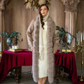 Elegant Alpaca Fox-Embroidered Jacket | Real Fox Fur Collar and Front Detail -9220-