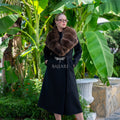 Zibellino Alpaca Fabric Women's Coat with Real Soft Fox Fur Collar -9492-